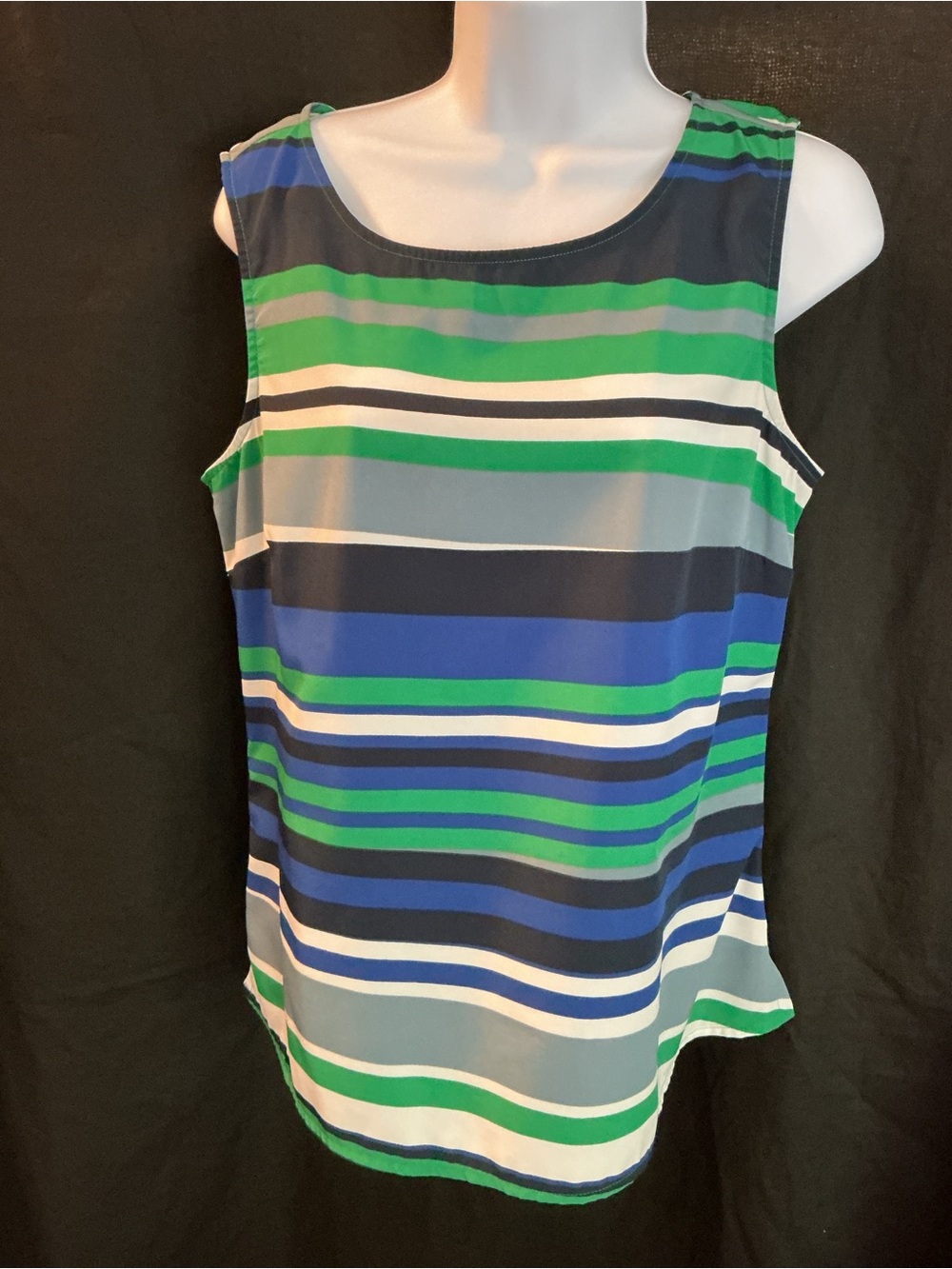 Coldwater Creek Sleeveless Striped Blouse - Blue, Green & Navy